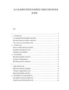 動(dòng)力電池梯次利用技術(shù)成熟度與儲(chǔ)能市場(chǎng)匹配度深度調(diào)研