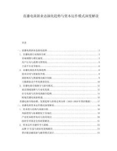 直播電商新業(yè)態(tài)演化趨勢與資本運作模式深度解讀