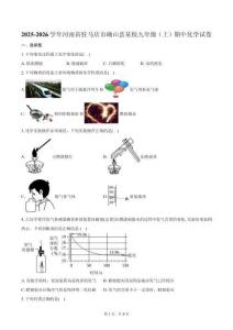 2025-2026學年河南省駐馬店市確山縣某校九年級（上）期中化學試卷（含答案）