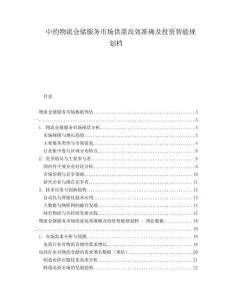 中的物流倉儲服務(wù)市場供需高效準(zhǔn)確及投資智能規(guī)劃檔