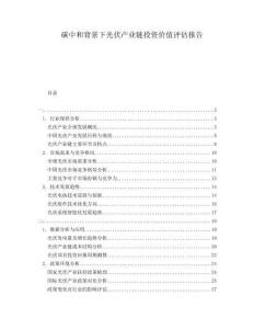 碳中和背景下光伏產(chǎn)業(yè)鏈投資價值評估報告