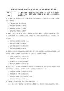 廣東省清遠(yuǎn)市英德市2024-2025學(xué)年九年級(jí)上學(xué)期期末道德與法治試題