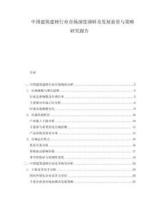 中国建筑建材行业市场深度调研及发展前景与策略研究报告