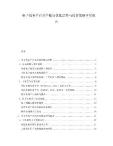 电子商务平台竞争格局优化趋势与投资策略研究报告