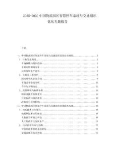 2025-2030中國物流園區智慧停車系統與交通組織優化專題報告