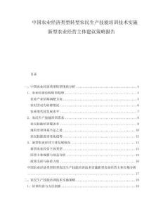 中国农业经济类型转型农民生产技能培训技术实施新型农业经营主体建议策略报告