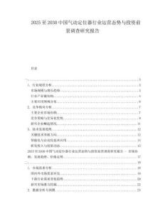 2025至2030中国气动定位器行业运营态势与投资前景调查研究报告