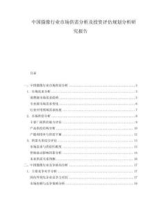 中国摄像行业市场供需分析及投资评估规划分析研究报告