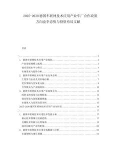 2025-2030德國車聯網技術應用產業車廠合作政策方向競爭態勢與投資布局文獻