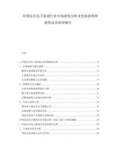 印度玩具電子游戲行業市場深度分析及發展趨勢和投資前景展望報告