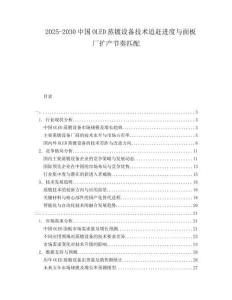 2025-2030中國OLED蒸鍍設備技術追趕進度與面板廠擴產節奏匹配