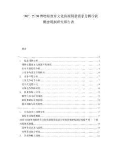 2025-2030博物館教育文化資源開發需求分析投資機會規劃研究報告書