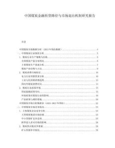 中國煤炭金融轉型路徑與市場退出機制研究報告