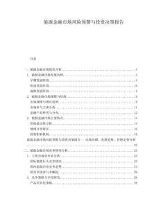 能源金融市場風險預警與投資決策報告