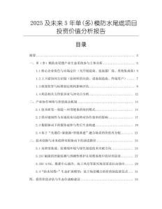 2025及未來5年單(多)模防水尾纜項(xiàng)目投資價(jià)值分析報(bào)告