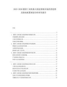 2025-2030德國工業機器人制造領域市場供需趨勢及股權配置規劃分析研究報告