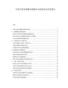 中国气体分离膜市场格局与商业机会评估报告