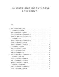 2025-2030航空主題酒店分析及飛行文化普及與航空航天資本協(xié)同研究