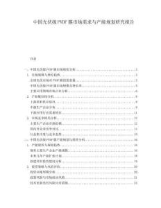 中國光伏級PVDF膜市場需求與產能規劃研究報告