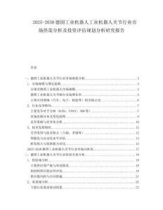 2025-2030德国工业机器人工业机器人关节行业市场供需分析及投资评估规划分析研究报告