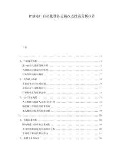 智慧港口自動(dòng)化設(shè)備更新改造投資分析報(bào)告