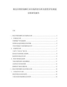 核反應堆控制棒行業市場供需分析及投資評估規劃分析研究報告