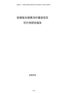 輕燒氧化鎂懸浮爐建設(shè)項(xiàng)目可行性研究報(bào)告