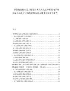 智慧物流行業無人配送技術發展現狀分析及電子商務配送體系優化趨勢觀察與商業模式創新研究報告