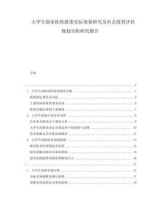 大學生創業扶持政策實際效果研究及社會投資評估規劃分析研究報告