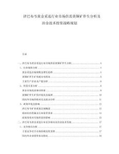 津巴布韋黃金采選行業(yè)市場供需黃銅礦伴生分析及冶金技術(shù)投資戰(zhàn)略規(guī)劃