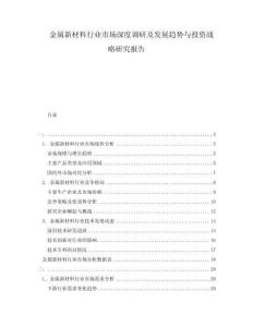 金屬新材料行業市場深度調研及發展趨勢與投資戰略研究報告