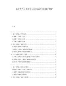 水下考古技術(shù)研究與應(yīng)用海洋文化遺產(chǎn)保護(hù)