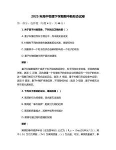 2025年高中物理下學期期中新形態試卷