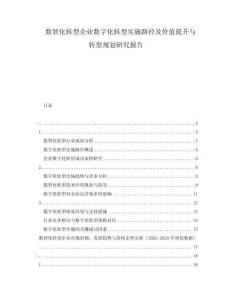 數(shù)智化轉(zhuǎn)型企業(yè)數(shù)字化轉(zhuǎn)型實(shí)施路徑及價(jià)值提升與轉(zhuǎn)型規(guī)劃研究報(bào)告