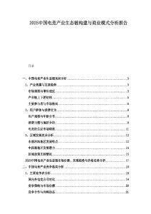 2025中國電競產業生態鏈構建與商業模式分析報告