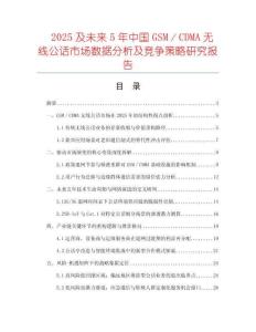 2025及未來(lái)5年中國(guó)GSM／CDMA無(wú)線公話市場(chǎng)數(shù)據(jù)分析及競(jìng)爭(zhēng)策略研究報(bào)告
