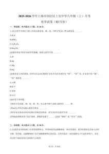 2025-2026學年上海市閔行區上寶中學八年級（上）月考化學試卷（12月份）（含答案）