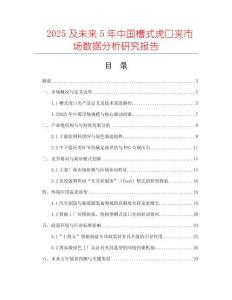 2025及未來(lái)5年中國(guó)槽式虎口夾市場(chǎng)數(shù)據(jù)分析研究報(bào)告