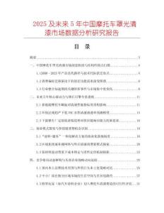 2025及未來5年中國摩托車罩光清漆市場數(shù)據(jù)分析研究報(bào)告