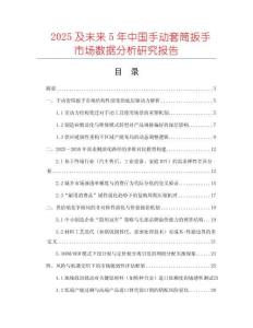 2025及未來5年中國手動套筒扳手市場數(shù)據(jù)分析研究報告
