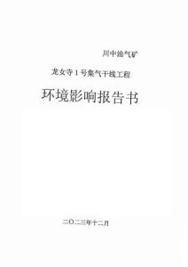 龍女寺1號集氣干線工程報告書