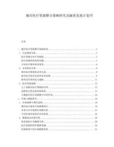 城市醫療資源整合策略研究及融資發展計劃書