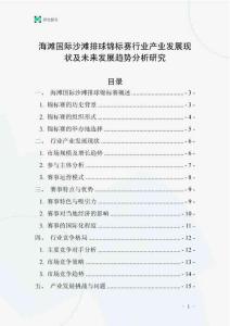 海灘國際沙灘排球錦標賽行業產業發展現狀及未來發展趨勢分析研究
