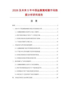 2026及未來5年中國鹽酸氟哌酸市場數據分析研究報告
