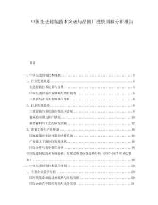 中國先進封裝技術(shù)突破與晶圓廠投資回報分析報告