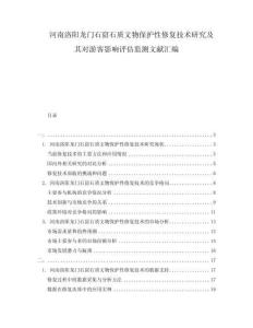 河南洛陽龍門石窟石質(zhì)文物保護(hù)性修復(fù)技術(shù)研究及其對(duì)游客影響評(píng)估監(jiān)測(cè)文獻(xiàn)匯編