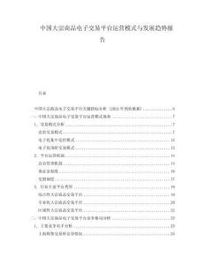 中國大宗商品電子交易平臺運營模式與發(fā)展趨勢報告