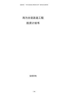 雨污分流改造工程投資計(jì)劃書(shū)