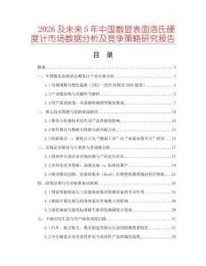 2026及未來(lái)5年中國(guó)數(shù)顯表面洛氏硬度計(jì)市場(chǎng)數(shù)據(jù)分析及競(jìng)爭(zhēng)策略研究報(bào)告