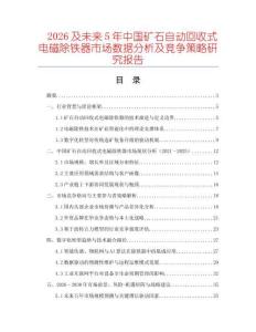 2026及未來(lái)5年中國(guó)礦石自動(dòng)回收式電磁除鐵器市場(chǎng)數(shù)據(jù)分析及競(jìng)爭(zhēng)策略研究報(bào)告